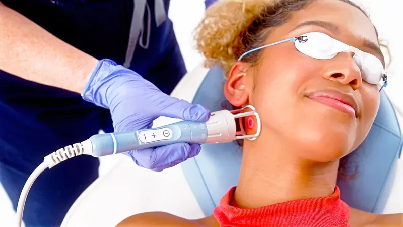 An EmVital laser therapy treatment being delivered to a patient at Health Matters in Alpharetta, GA